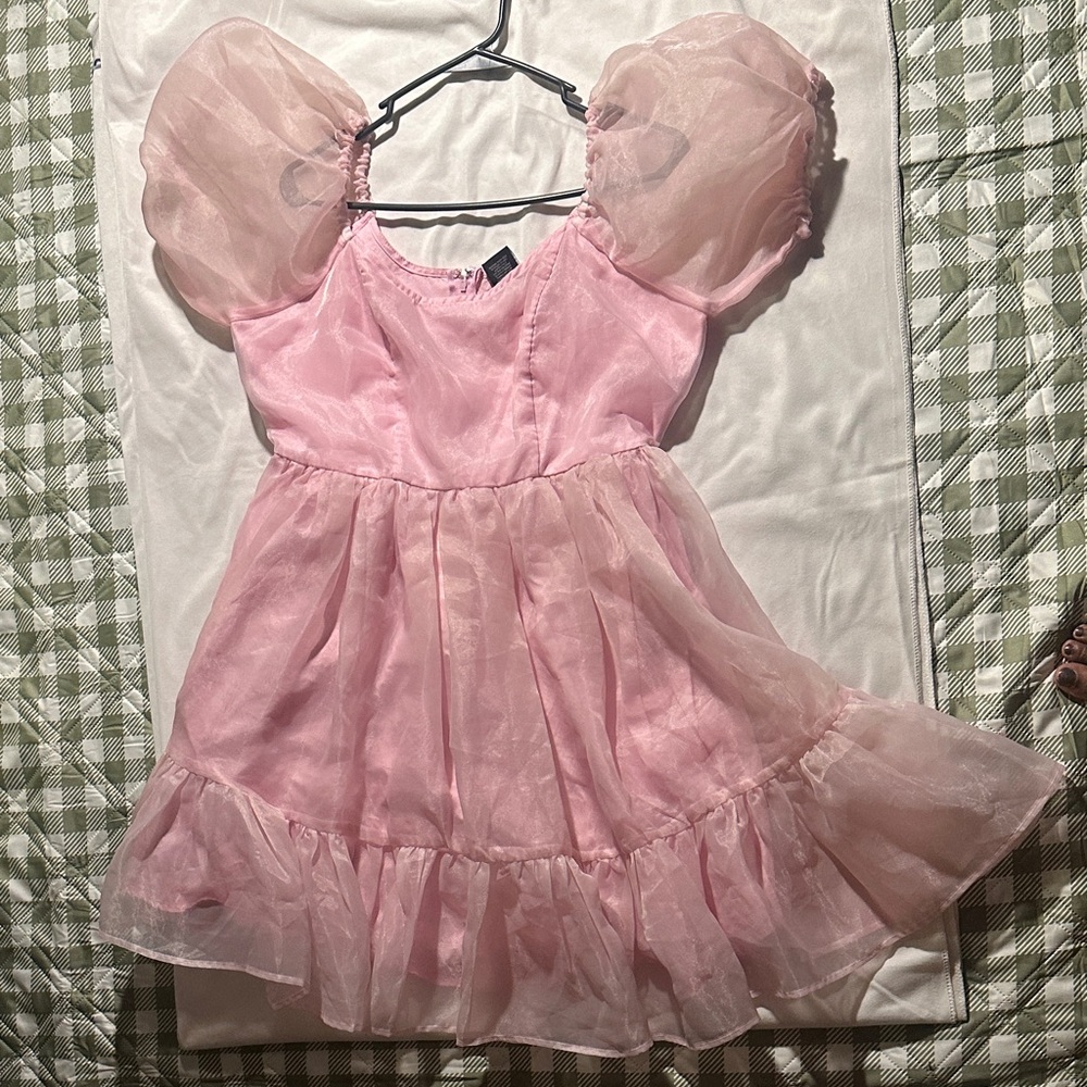 Pink Puff Sleeve Dress